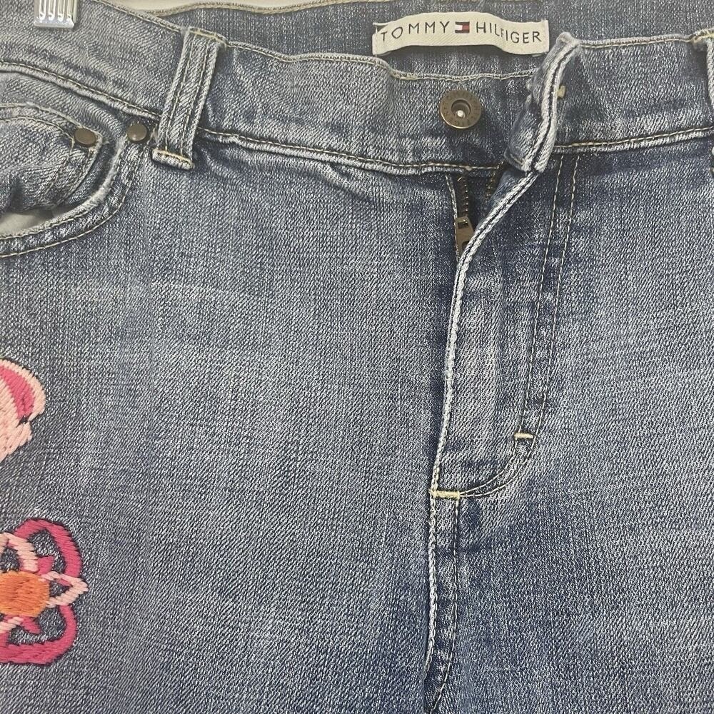 Tommy Hilfiger Embroidered Denim Floral Ankle Jeans Boho 70s Retro Festival 12 - Picture 5 of 14